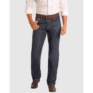 NEW ROCK & ROLL DENIM men's double barrel relaxed stackable jean in dark wash